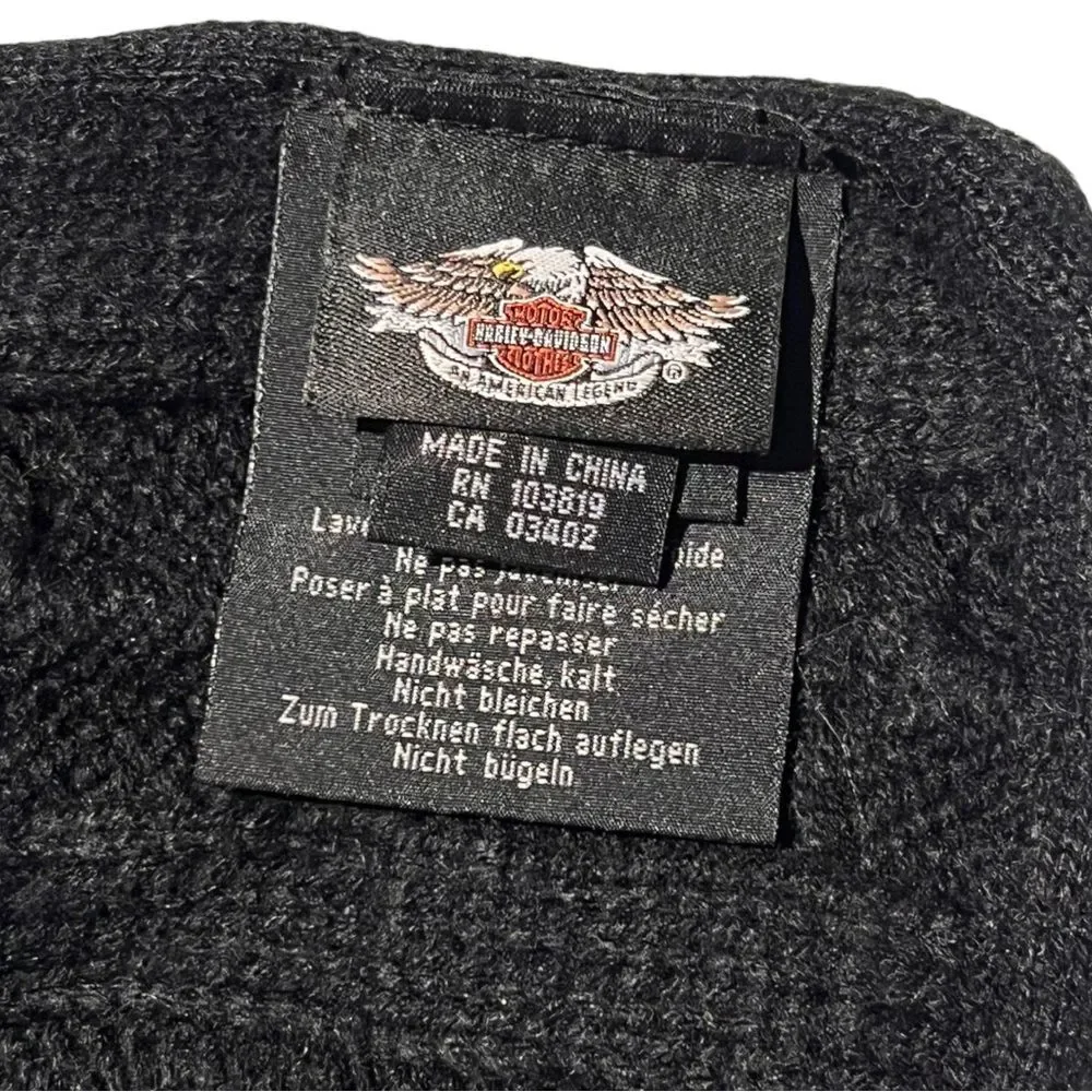 HARLEY-DAVIDSON LADIES BLACK KNIT SCARF WITH LOGO UNDERSTATED BLING